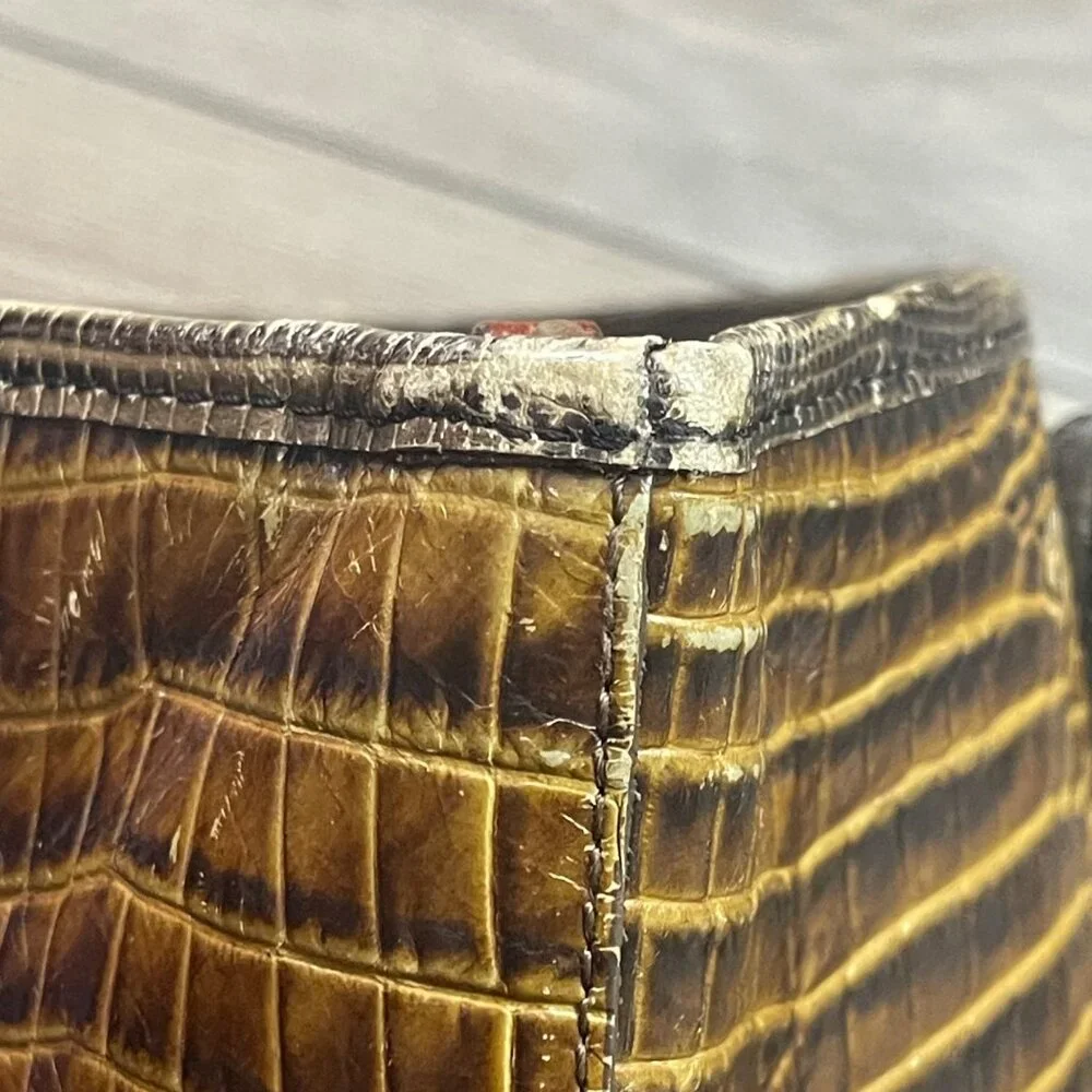 Brahmin Gold Medium Asher Tote Croc-Embossed Leather 16